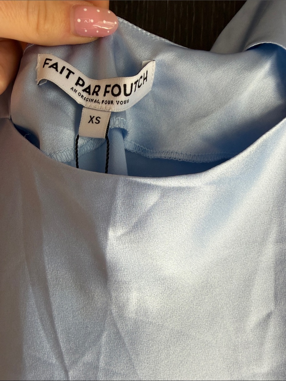 Fait Par Foutch NWT women’s Giselle Mini Dress in baby blue, size XS, never worn - Picture 7 of 9